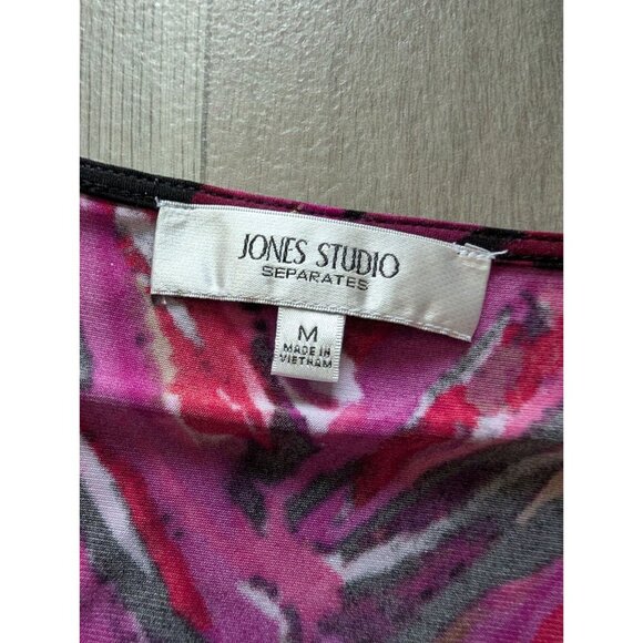 Jones Studio Womens Medium Sleeveless Cowl Neck Top Pink & Black Abstract Print - Picture 5 of 7